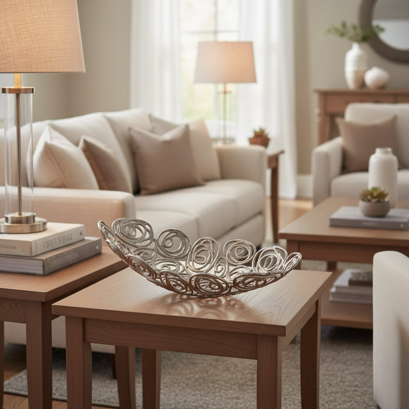 Bol tourbillon Tornado Lg, H 4,5 po x l 9,5 po x P 19,5 po, Argent argent