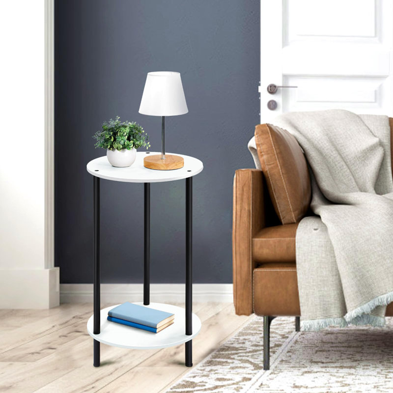 2 Piece Set Of Living Room Round Side Table, Space Decoration Table, White