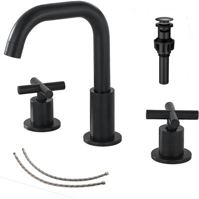 Widespread 2-handle Bathroom Faucet with Drain Assembly