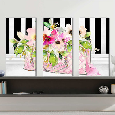 «Pink Color 2» par Jodi, ensemble de 3 impressions sur toile