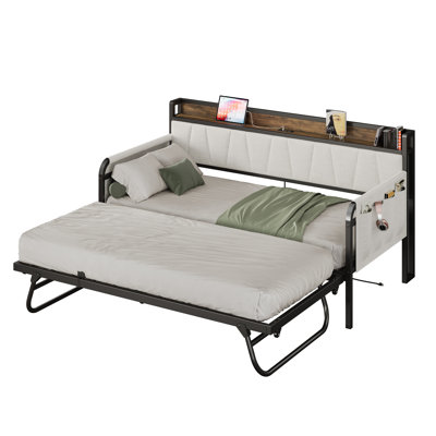 Bed Frame With Storage Headboard And Charging Station by 17 Stories