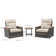 3-Piece Patio Recliner Set with Cushions and Table, Weather-Resistant Wicker and Eucalyptus Wood Arms