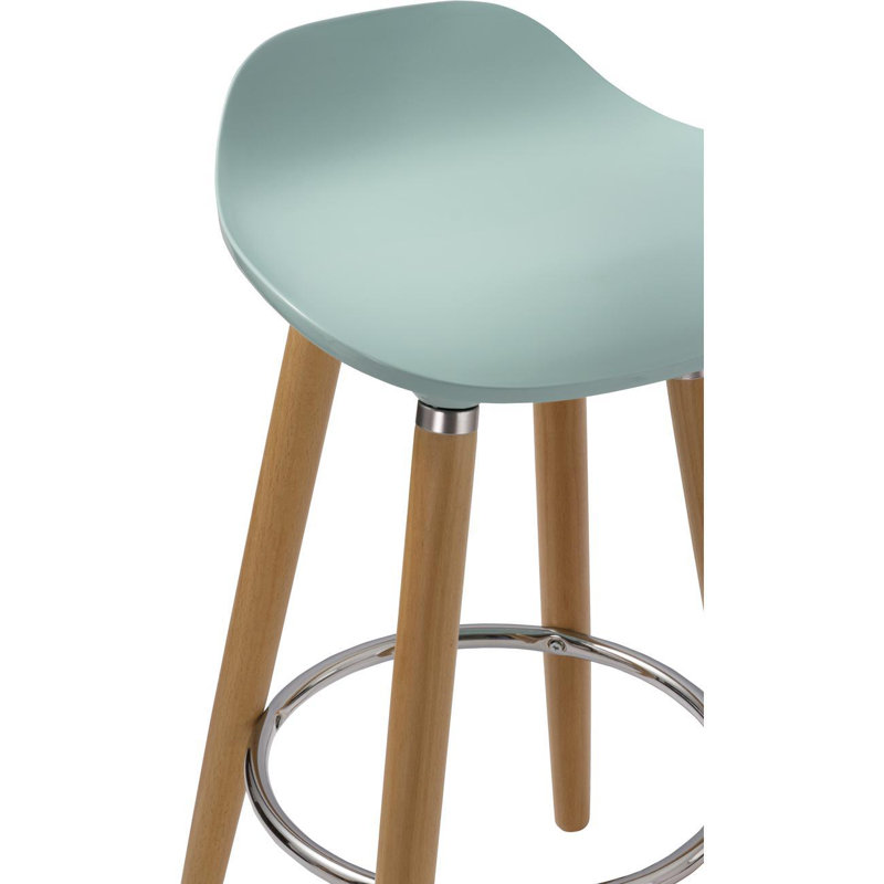 Muskaan Counter Stool with Solid Wood Frame, Blue