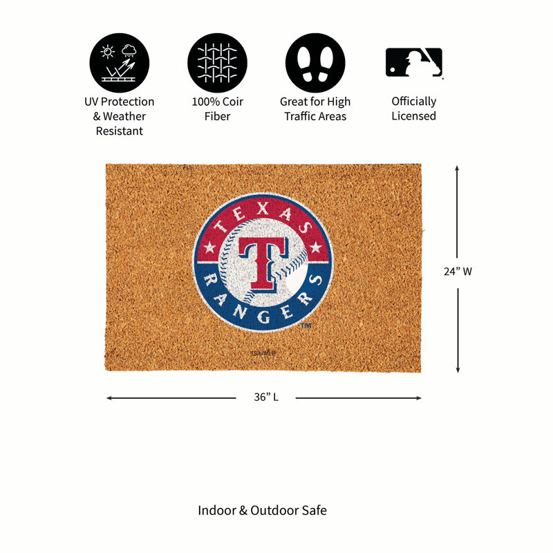 Grand tapis couleur coco Texas Rangers, 36 po x 24 po