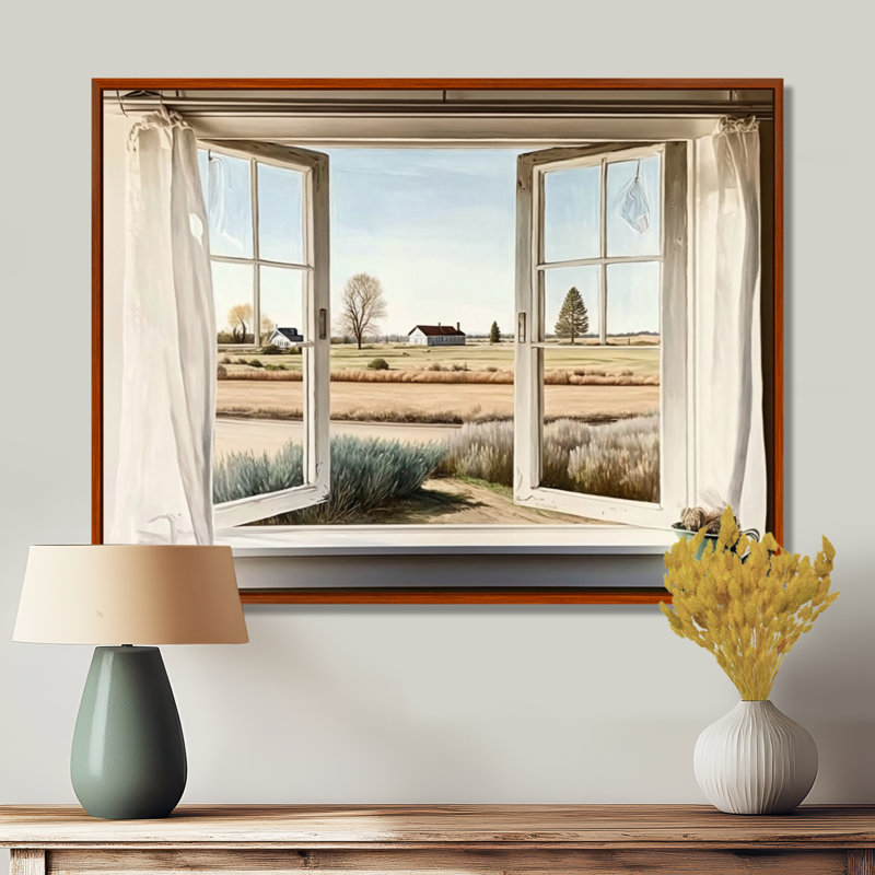 «Window to Landscape Views III - Farm Landscape», art encadré, 24" H x 32" W, Brown Floater Framed