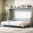 Gray Queen Size Bed With Hydraulic Lift And Desk Setup, Space - Saving For Multifunctional Areas, 600 Lbs Capacity Frame, Built In Mattress Storage, 10 Inch Good Sleep Folding Mechanism, Small Living-779460036-779460039