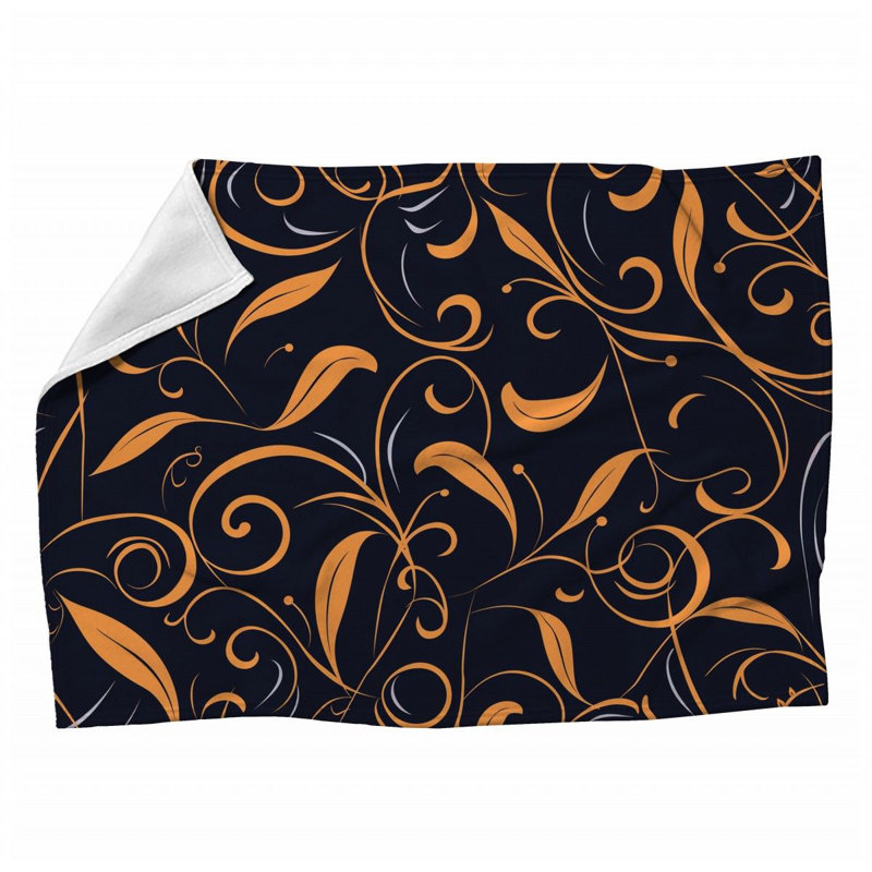 Floral Art Machine Printed Throw Blanket, Queen