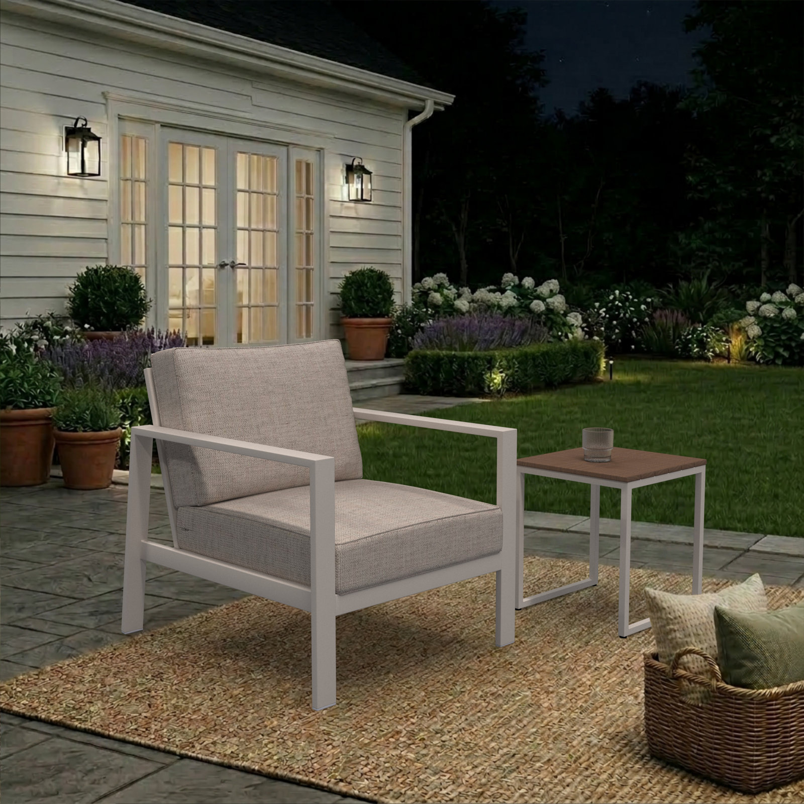 Sunbrella® Outdoor Deep Seating Louge Chair Cushion, 23" W x 25" D, Sunbrella® Cast Silver