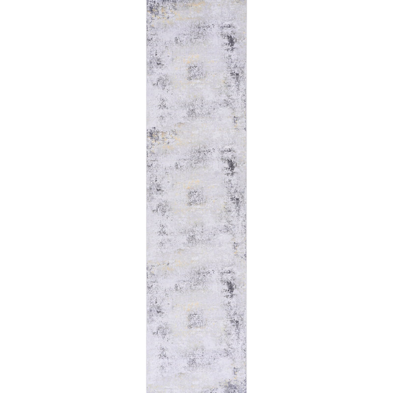 2'6''X10' Washable Area Runner Rug, Low-Pile For Bedroom, Kitchen - Gray Non-Slip Rug Runner, Living Room