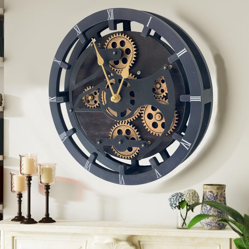 Fir Solid Wood Quartz movement / Crystal Tabletop Clock, Vintage Black