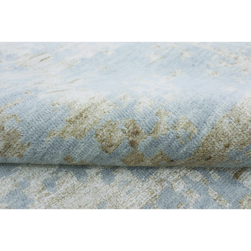 Tapis argenté / doré de haute qualité noué à la main, Rectangle 8 pi x 10 pi