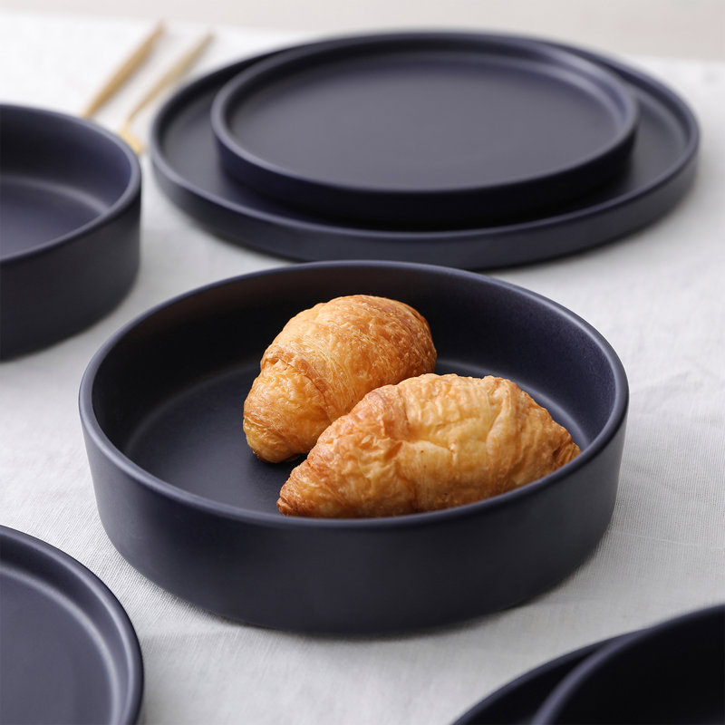 Dark Blue Ceramic Minimalist 16-Piece Mug Set
