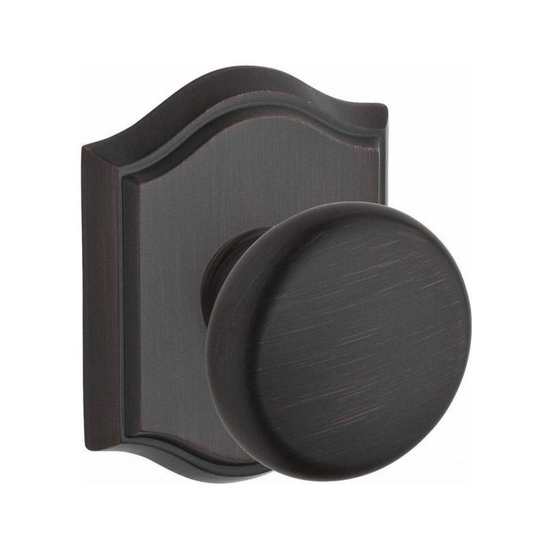 Round Keyed Door Knob with Traditional Arch Rose, Keyed Different, Venetian Bronze, Yes