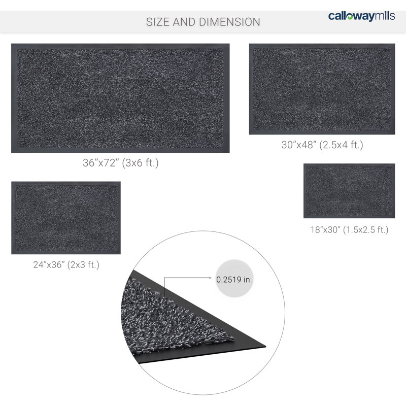 Non-Slip Indoor/Outdoor Doormat, 36" W x 72" L