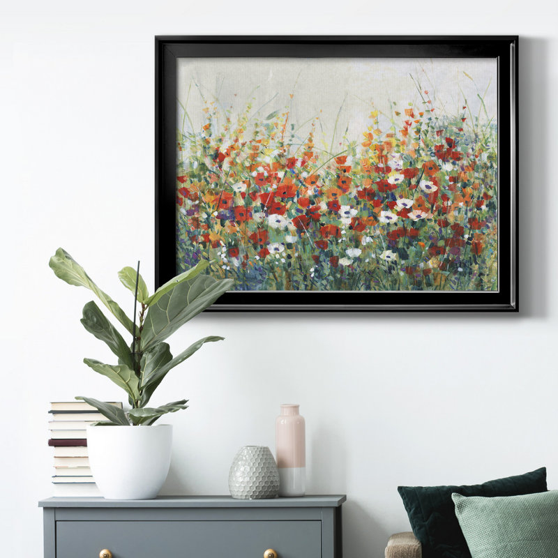 Toile encadrée de qualité supérieure Garden In Bloom II - prête à être accrochée, H 22,5 po x l 30,5 po x P 1 po, Cadre noir