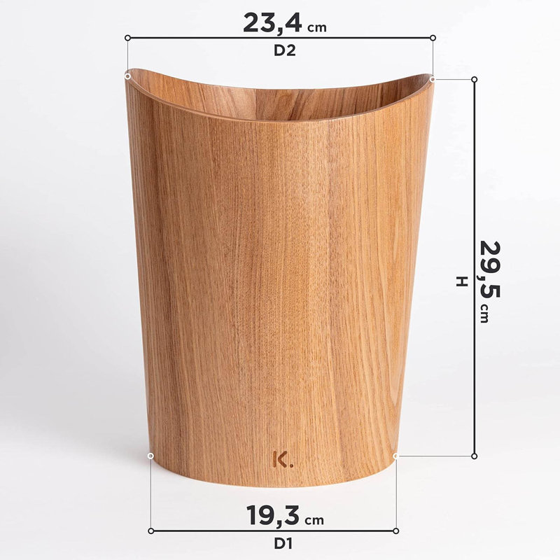 Manufactured Wood Open Waste Bin - 9L, Ash