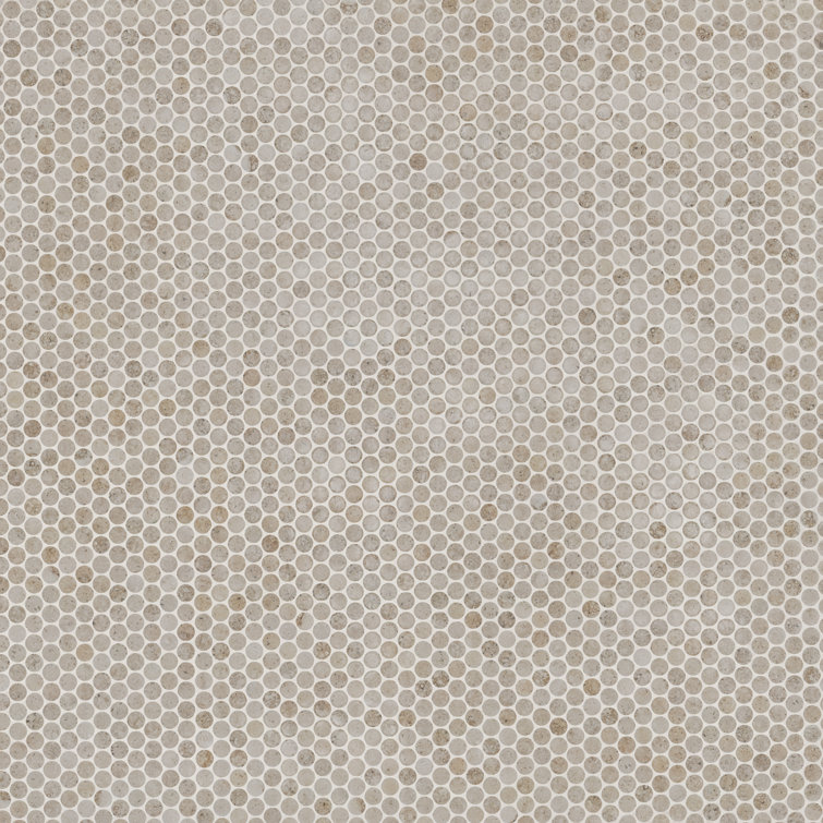 Myrtle Sands Round 11" X 13" Matte Porcelain Mosaic Floor And Wall Tile