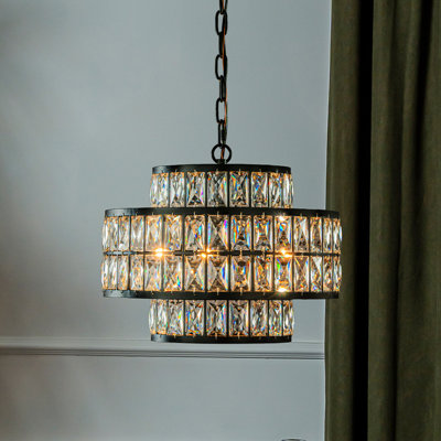 Luminaire suspendu cylindrique moderne à 4 lumières de 16 po en forme de lustre moderne en cristal de 16 po pour petits espaces dans la salle à manger