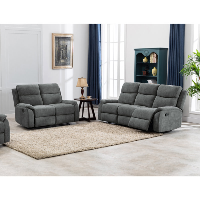 Ensemble de salon inclinable 2 pièces Abraya, gris
