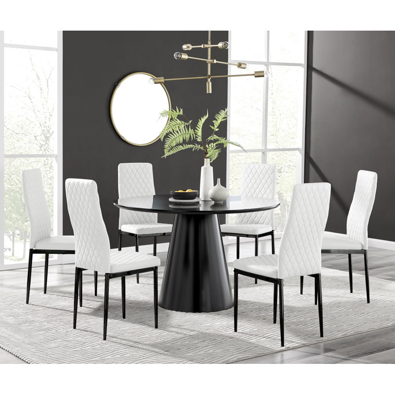 Ensemble de table de salle à manger Edward, Noir, Blanc/Noir