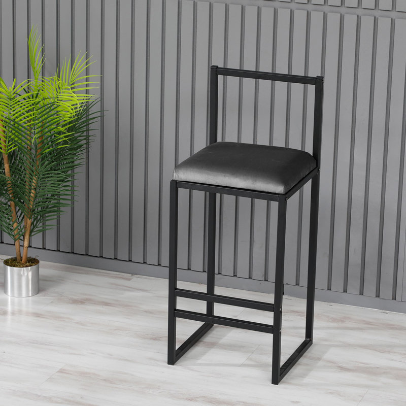 Modern Industrial Bar Stool, Fume Color, 13.8 x 33.1 x 13.8 Inches | 100% Metal Construction with 22 DNS Foam Cushioning, Comfortable Seat Height: 25.6 Inches | Perfect for Home Bars, Kitchens & Dining Areas