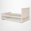 Lit plateforme en bois avec lit gigogne simple et étagères de rangement ouvertes, style ferme moderne, chambre-345315890-345315888