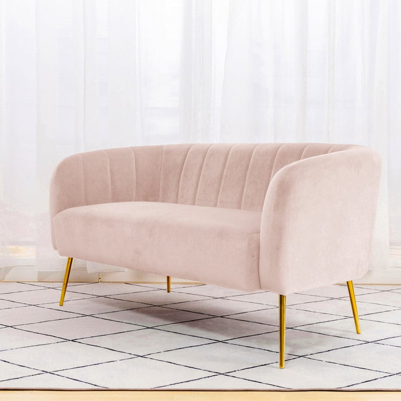Bullock 2 Seater Velvet Loveseat, Pink