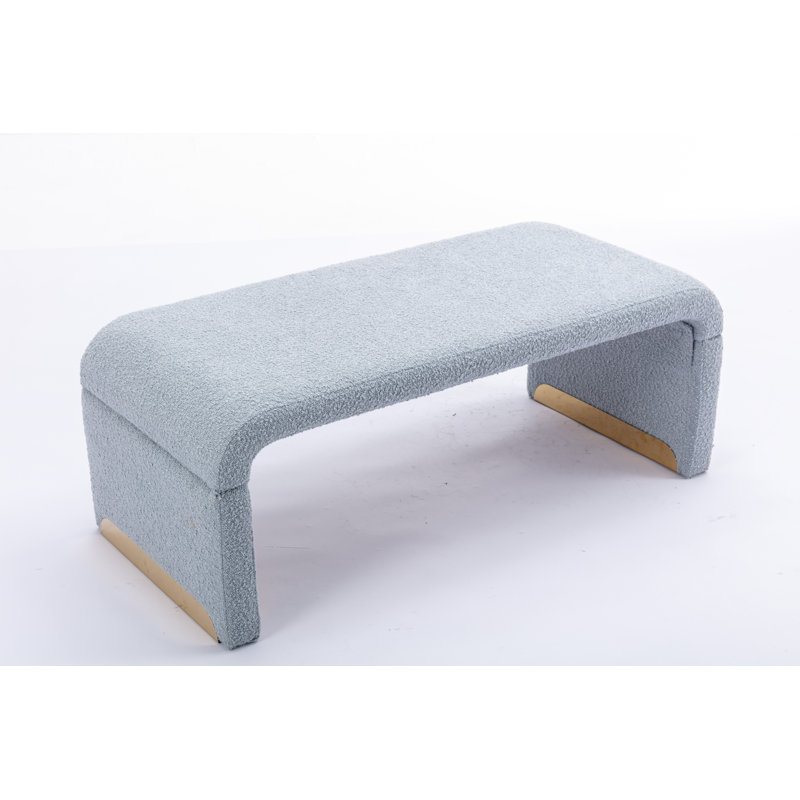 Alayjha Boucle Fabric Upholstered Bench, Blue
