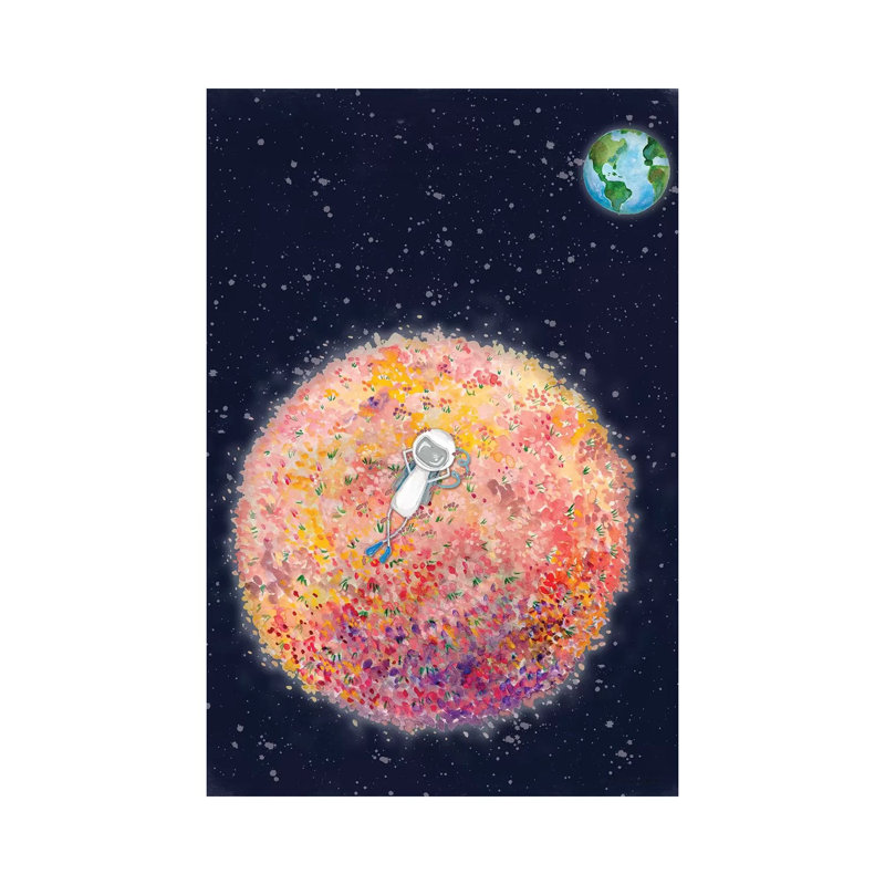 «Chillin on Moon» par Rachel Nieman, reproduction d'art sur toile tendue, H 26 po x l 18 po x 1,5 po