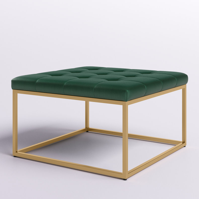 Repose-pieds carré standard en velours 28,1 po Oronoco, Velours vert
