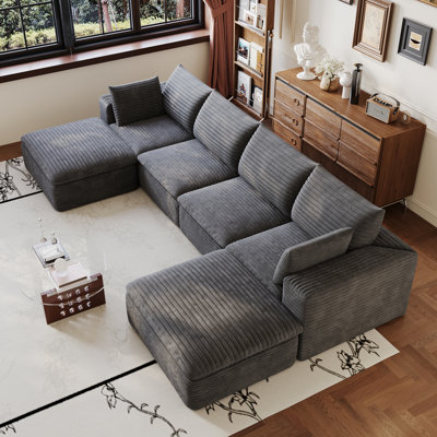 Canapé Cloud, tissu en velours côtelé, sièges profonds, conception à deux couches, coussin amovible, sans assemblage, combinaison à faire soi-même pour le salon, la chambre à coucher, la salle de conférence, l’appartement