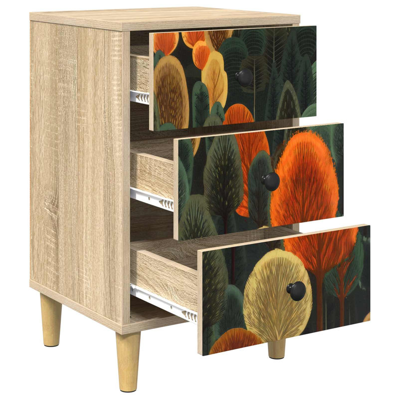  Bedside Cabinet Sonoma Oak Engineered Wood Nightstand Bedroom Furniture