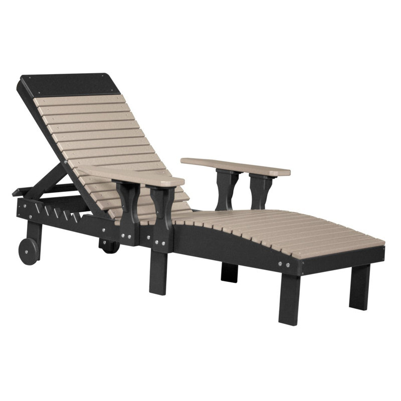 Chaise de patio inclinable Dicie, Bois vieilli / noir