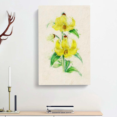 Illustration Of Yellow Lilies - Wrapped Canvas