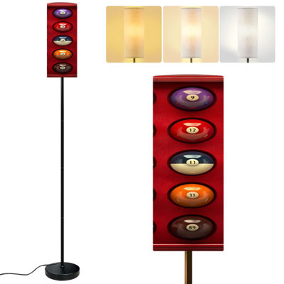  68.5" Standing Floor Lamp set balls billiards Dimmable Metal Pole Lamp with Linen Lampshade LED Bulb Included