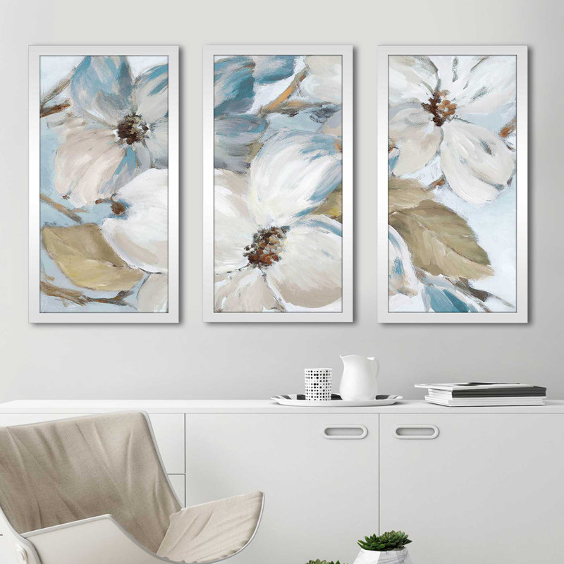 «Neutral Silamment Bloom II», reproduction de peinture à l'huile à multiples images, L 40,5 po x H 25,5 po x P 1 po