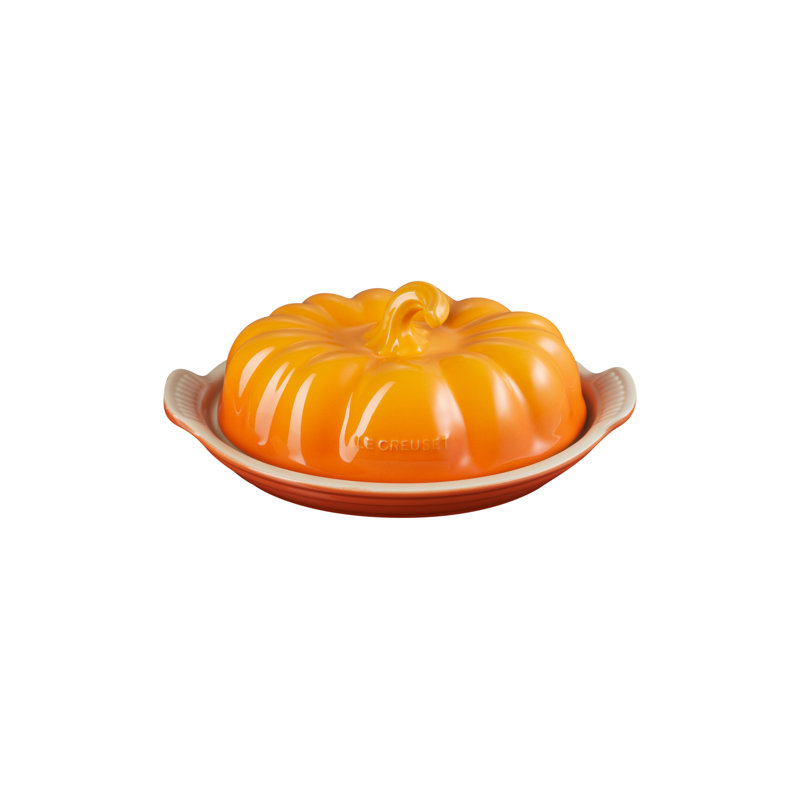Le Creuset Figural Pumpkin Covered Butter Dish, Persimmon