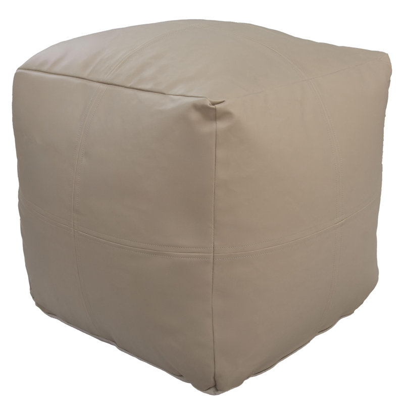 Faux Leather Pouf, Natural