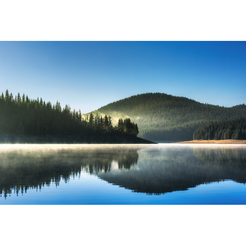 Lac et montagnes - reproduction sur toile tendue, H 12 po x l 18 po x P 1 po