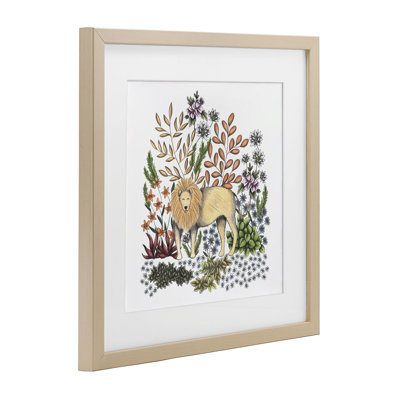 «Jungle Wildlife Lion», reproduction encadrée sous verre, conception de Cecilia Battaini