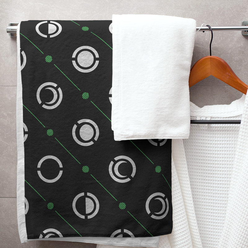 Serviette de bain Classic, Noir / Gris / Vert