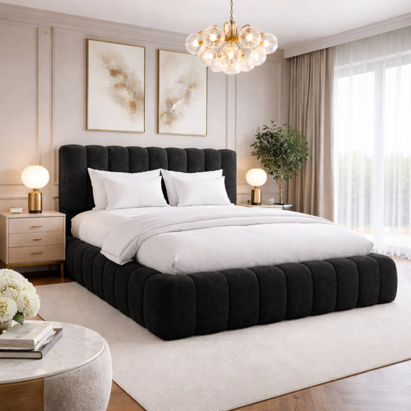 Upholstered Bed, Kingsize (5'), Black