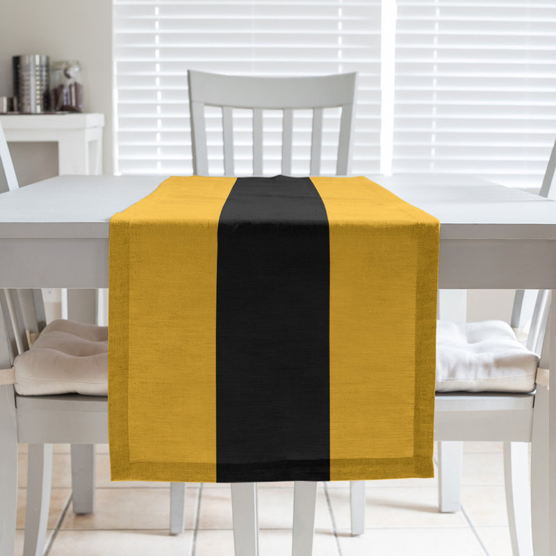Boston Table Runner, 72" x 16", Cotton Blend, Pittsburgh Gold/Black/Pittsburgh Gold