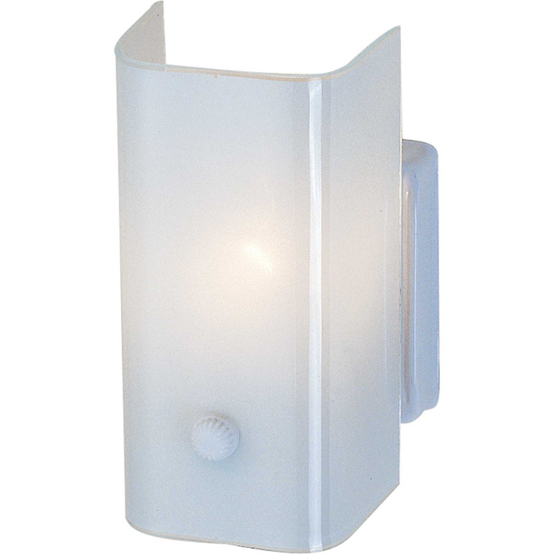 1-Light Indoor U-Channel White Bathroom Vanity Wall or Wall Sconce with White Opal Glass Shade
