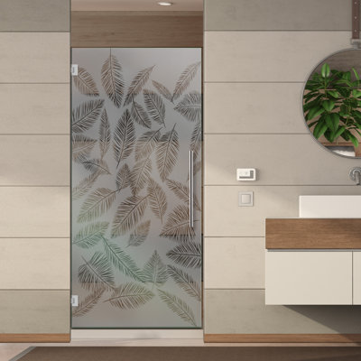 27-1/2 In W x 75 In H Frosted Glass Shower Door