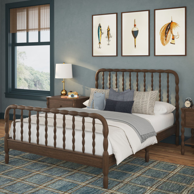 Lind Spindle Full Solid Wood Bed, Full, Brown