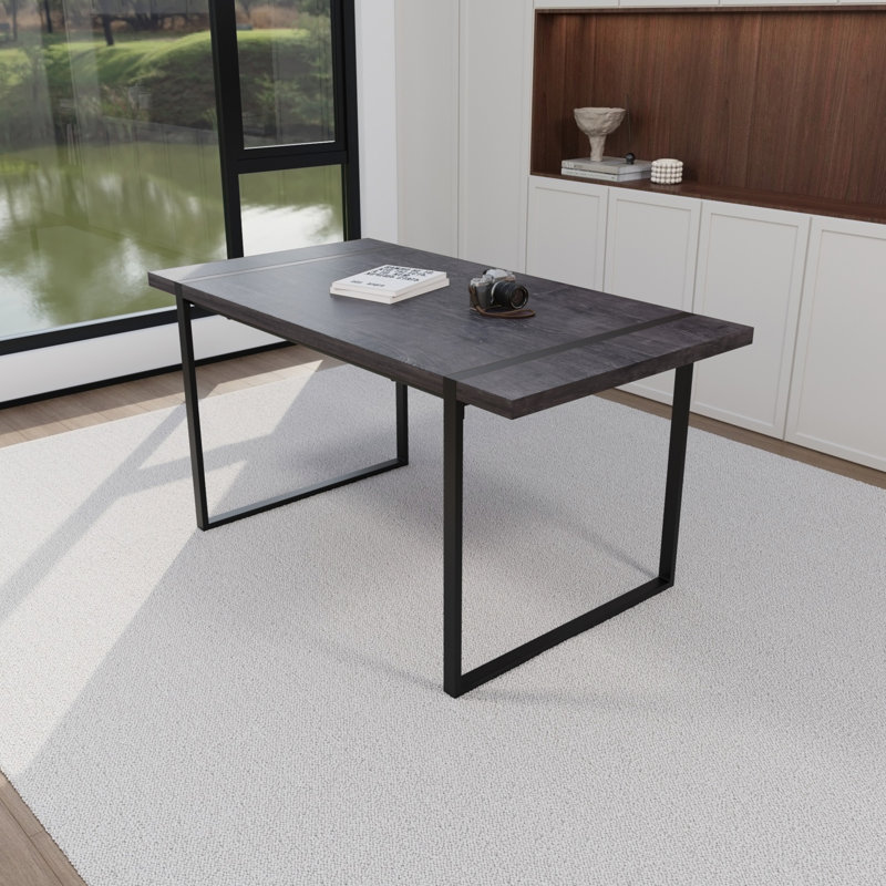 Hasselt Faux Wood Rectangular Dining Table, Black