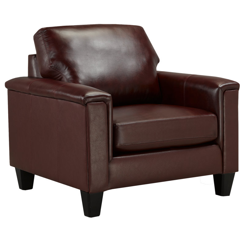 Benson Upholstered Armchair, Cherry Genuine Leather
