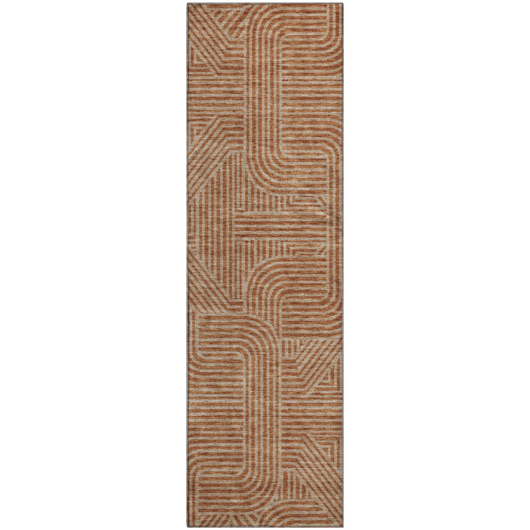 Premium Machine Washable Prisco Terracotta Rug