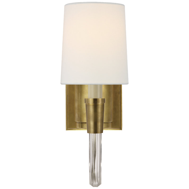 Thomas O'Brien Vivian Single Sconce, Hand-Rubbed Antique Brass, Fabric